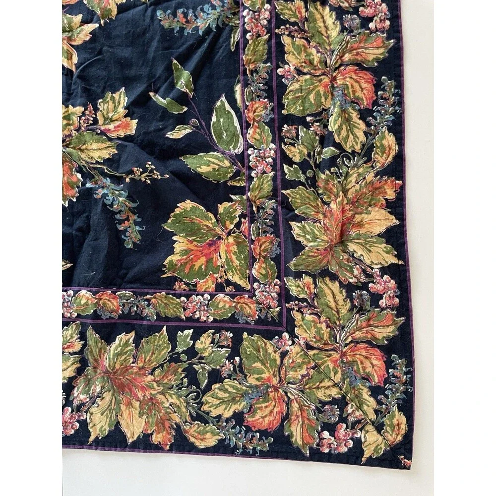 April Cornell Navy Blue Winterberry Cotton Tablecloth 59”x82”